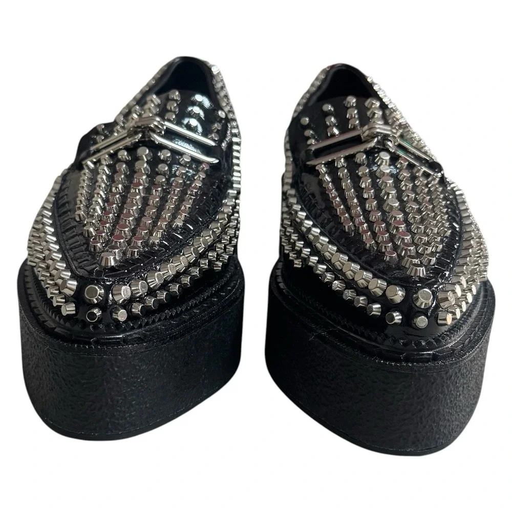 NEW NO BOX Jeffrey Campbell Choux Black Studded Platform Loafers‎ Goth Grunge 9